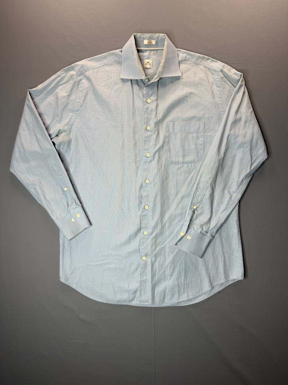 Peter Millar Mens Large Blue Plaid Long Sleeve Button Down Shirt preppy